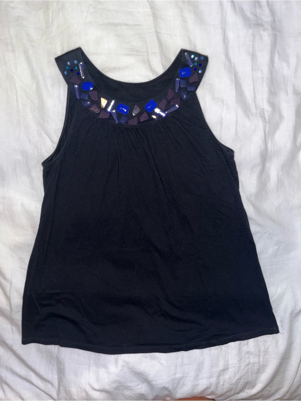 Express Black Tank with Gem Accents